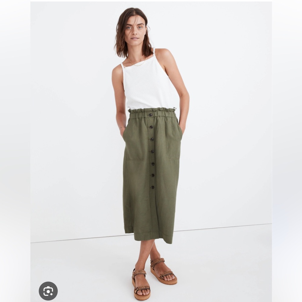 Madewell button-front paperbag midi skirt